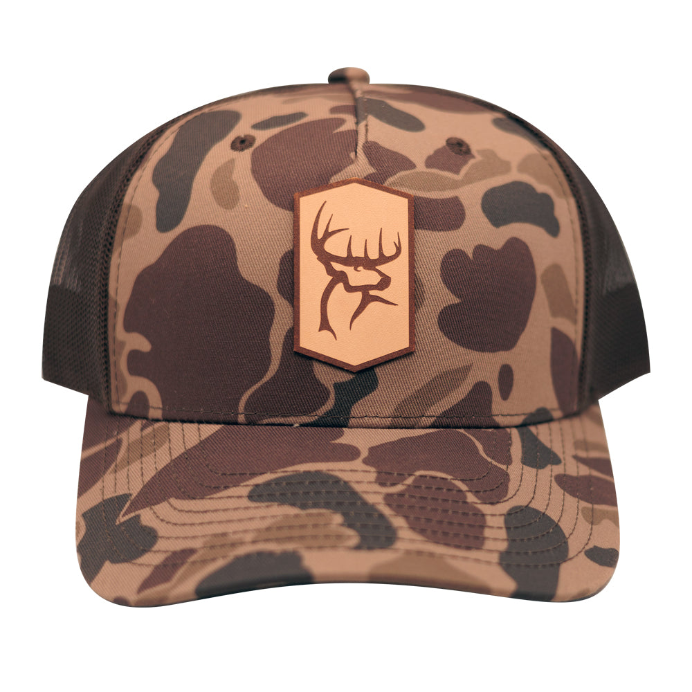 Buck Commander Brown Duck Camo Leather Patch Hat