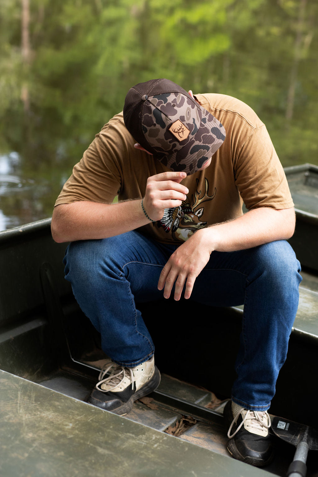 Buck Commander Brown Duck Camo Leather Patch Hat