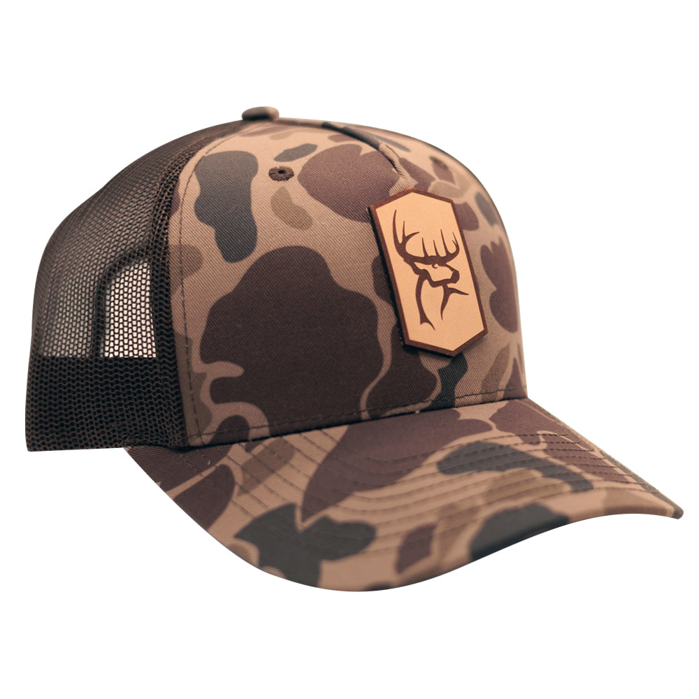 Buck Commander Brown Duck Camo Leather Patch Hat