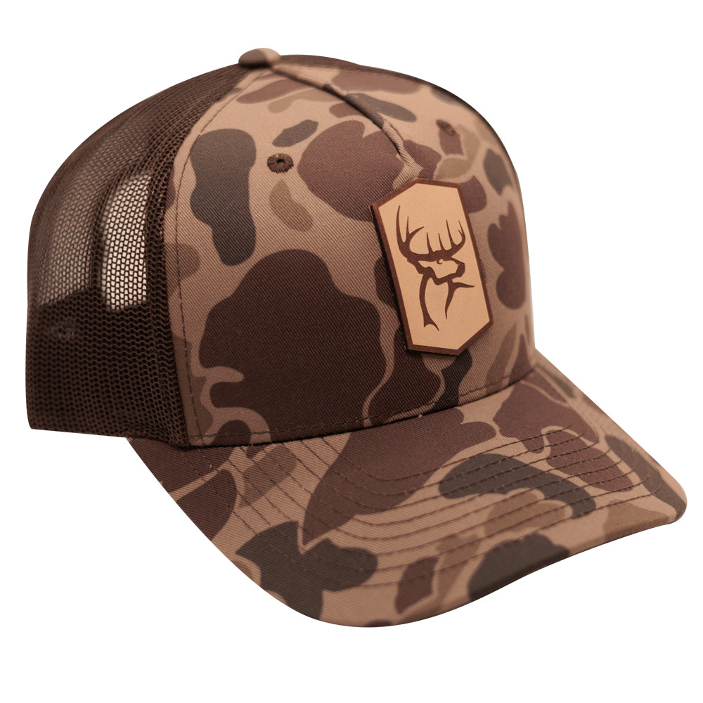 Buck Commander Brown Duck Camo Leather Patch Hat